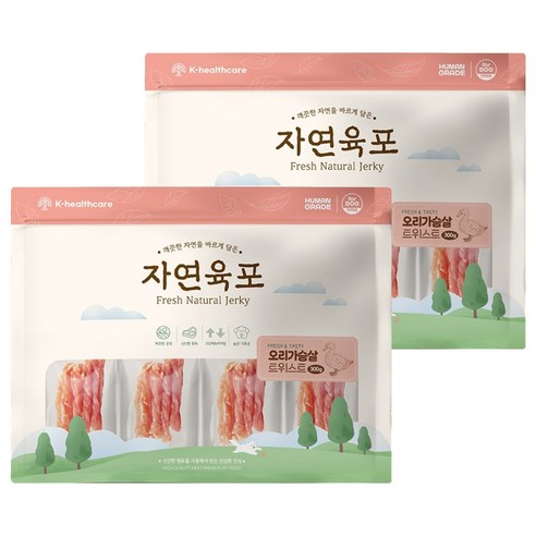 자연육포 강아지 오리가슴살 트위스트, 2개, 300g, 오리고기
