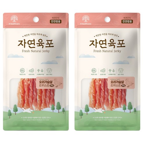 자연육포 강아지 오리가슴살 트위스트, 2개, 80g, 오리고기