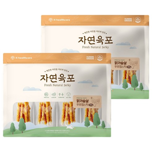 자연육포 강아지 닭가슴살 우유껌스틱, 2개, 300g, 닭고기
