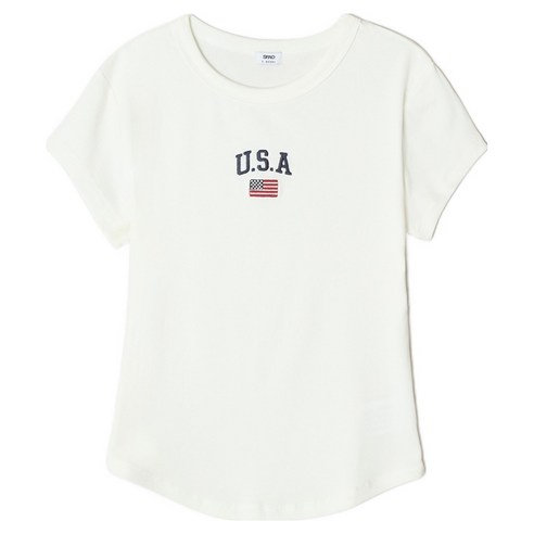 스파오 여성용 U S A 슬림핏 반팔 티셔츠