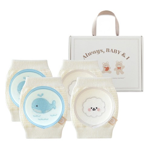 베이비앤아이 소프트 자수 무릎보호대 2종 x 2p 세트, 물결푸푸, 구름비숑, 1세트