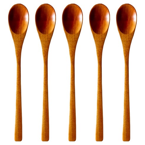 황옻칠 원목 롱티스푼, 옐로우, 5개
