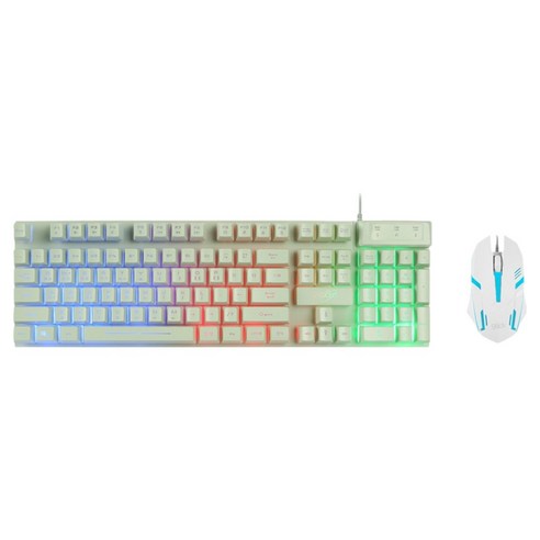 지클릭커 슈퍼히어로 레인보우 LED 게이밍 키보드 초경량 무소음 마우스 세트, GREEN, GMK-200, 일반형