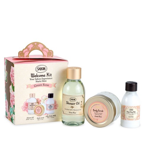 사봉 웰컴키트 샤워오일 100ml + 바디스크럽 60g + 바디밀크 50ml 그린로즈 세트, 1세트