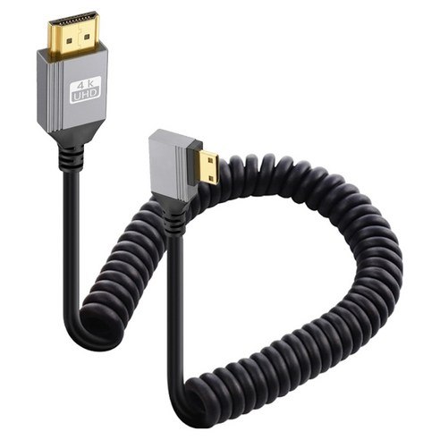 Ytek 우향꺽임 4K 60Hz HDMI 2.0 to Mini HDMI 스프링 꼬임방지 젠더 케이블 YT-HMHSPR, 1개, 1.2m