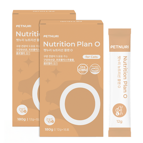 펫누리 고양이 뉴트리션플랜 O 15p, 180g, 2개, 구강