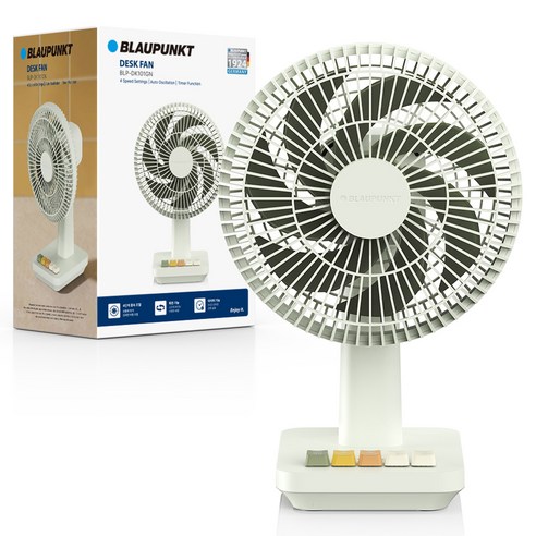 블라우풍트 레트로 BLDC 저소음 무선 미니 탁상용 선풍기, 클라우드 그린, BLP-DK101GN