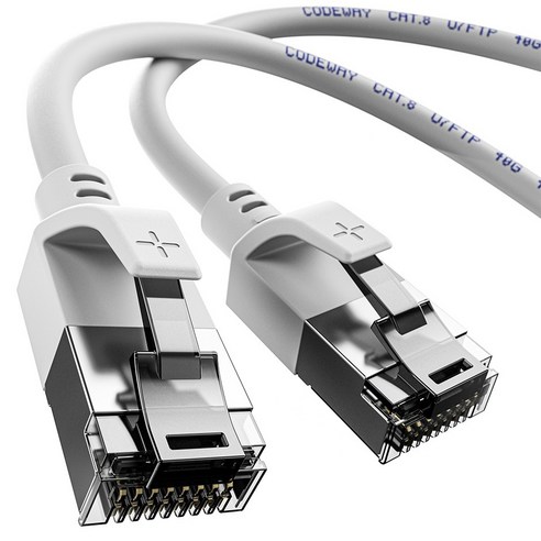 코드웨이 40기가 CAT8 초고속 인터넷 U FTP 랜 케이블, 화이트, 1개, 15m