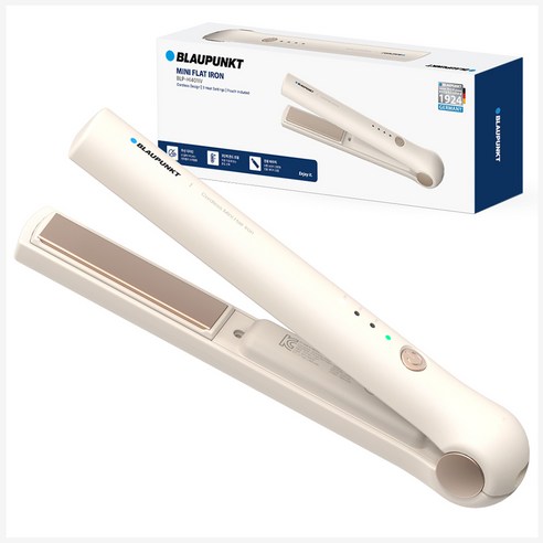 블라우풍트 컴팩트 온도조절 무선 미니 판고데기 + 파우치 세트, 아이보리, BLP-HI401