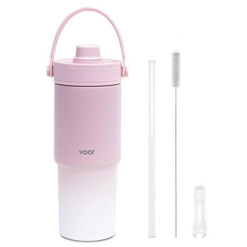 보아르 투웨이 폴든 팝업 스트로우 대용량 텀블러, 소프트 핑크, 1개, 735ml