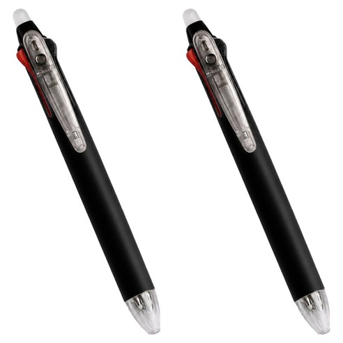 웰티움 지워지는 3색 볼펜 0.5mm, 블랙, 2개