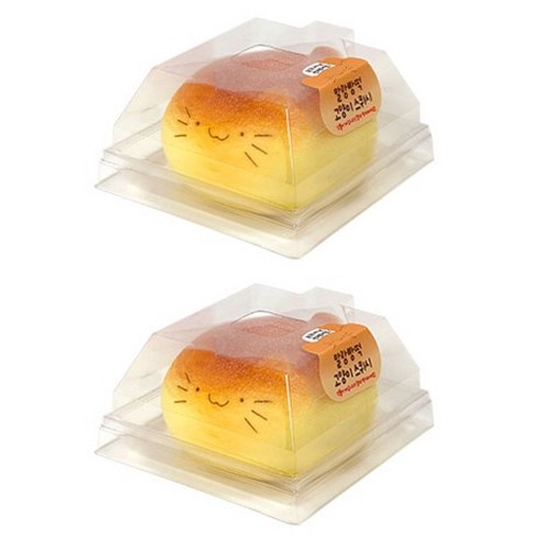조선문방구 말랑빵떡 고양이 스퀴시 160g, 혼합색상, 2개, 5.5cm