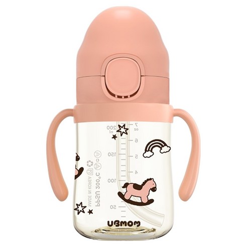 유비맘 리틀포니 PPSU 원터치 빨대컵, 200ml, 1개, 피치포니