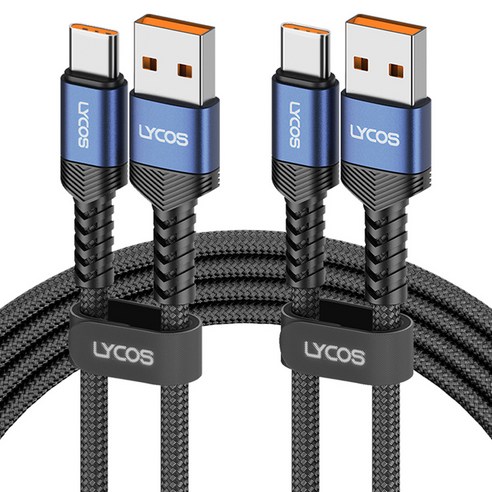 라이코스 USB A타입-C타입 고속 충전 케이블 2p, 블루블랙, 1개, 120cm