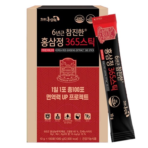 고려홍삼원 진세노사이드 6년근 참진한 홍삼정 365 스틱 100p, 1kg, 1개