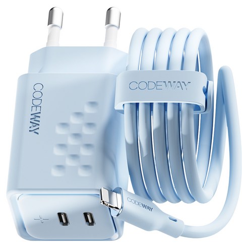 코드웨이 50W C타입 고속 충전기 + 아이폰 라이트닝 8핀 고속 충전케이블 2m 세트, 아이스 블루, 1세트