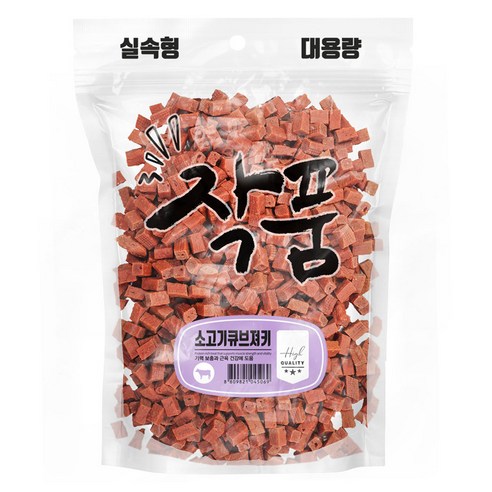 투투펫 작품 강아지 대용량 육포 간식, 1kg, 1개, 소고기큐브져키