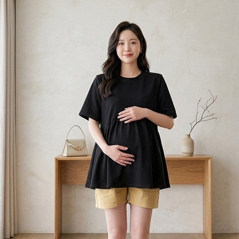 인피어스 임산부 루즈핏 소프트 반팔 티셔츠 I263-0364
