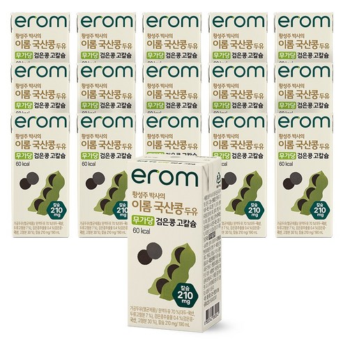 이롬 황성주 박사의 국산콩 무가당 검은콩 고칼슘 두유, 16개, 190ml