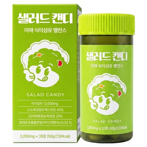 헬로바이오 샐러드 캔디 야채 식이섬유 밸런스 60g, 1개, 30정