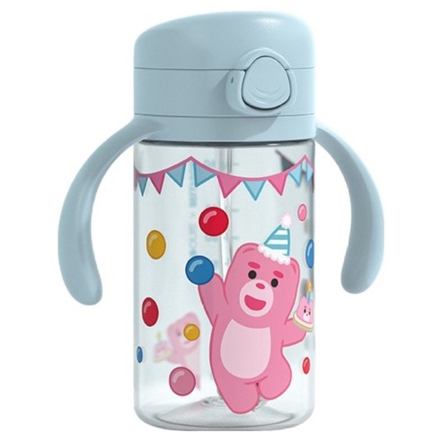 주니 벨리곰 원터치 빨대컵, 블루, 1개, 260ml
