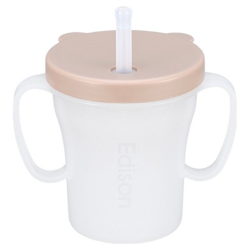 에디슨 베이비 흘림방지 빨대컵, 200ml, 1개, 베이지
