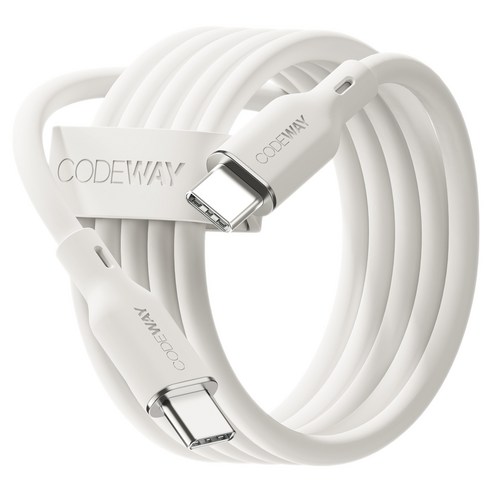 코드웨이 C타입-C타입 팔레트 100W PD 초고속 충전 케이블, 1.2m, 크림 화이트, 1개
