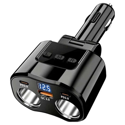 밴수트 180W 12V 24V PD QC지원 차량용 5IN1멀티소켓 시거잭 초고속 충전기, 1개, 2구