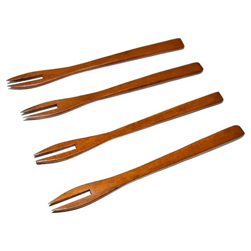 허밍쉐프 장미목 옻칠 티포크, 브라운, 4개