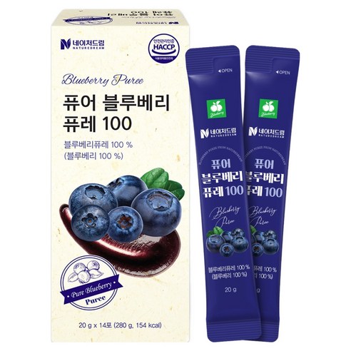 네이처드림 퓨어 블루베리 퓨레 100 14p, 280g, 1개