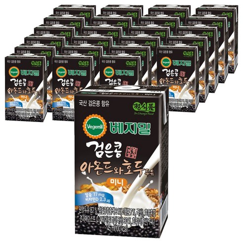 베지밀 검은콩 아몬드와 호두 두유 미니, 145ml, 24개