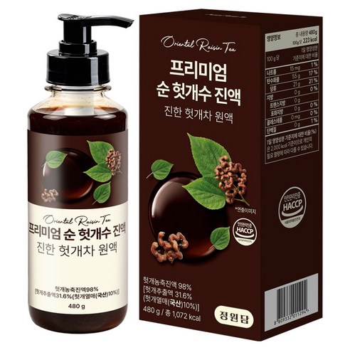 정원담 프리미엄 순 헛개수 진액 진한 헛개차 원액, 1개, 480g