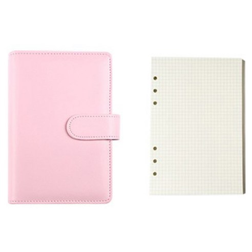 투데이리빙 파스텔 6공 가죽 다이어리 커버 + 속지 4종 x 20p 세트 R79117P, 핑크(다이어리 커버), 1세트