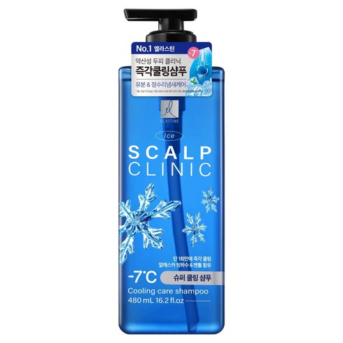 엘라스틴 아이스 스칼프 클리닉 슈퍼 쿨링 약산성 두피 샴푸, 1개, 480ml