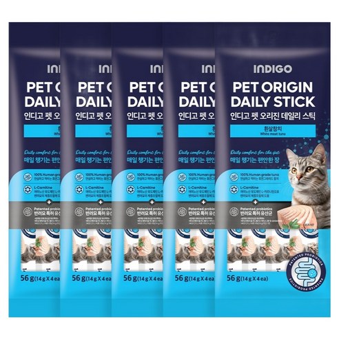 인디고포 고양이 펫 오리진 데일리 스틱 간식 4p, 56g, 5개, 참치