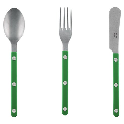 사브르 비스트로 빈티지 24SS 뉴컬러 디저트 커트러리 선물세트 Shiny Garden Green, 1세트, 티스푼 + 케이크포크 + 스프레더