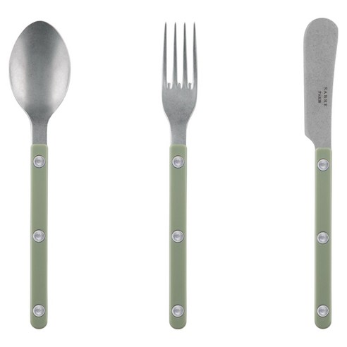 사브르 비스트로 빈티지 24SS 뉴컬러 디저트 커트러리 선물세트 Shiny Asparagus, 1세트, 티스푼 + 케이크포크 + 스프레더