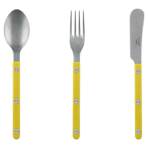 사브르 비스트로 빈티지 24SS 뉴컬러 디저트 커트러리 선물세트 Shiny Yellow, 1세트, 티스푼 + 케이크포크 + 스프레더