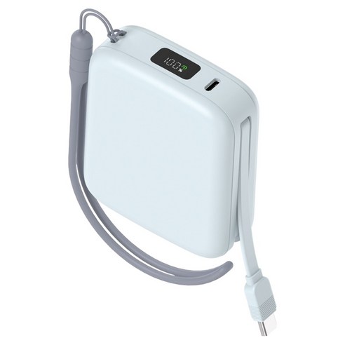 어반어스 PD 22.5W 고속충전 C타입 케이블 일체형 미니 큐브 보조배터리 10000mAh, 블루, UB-PA10PCMN