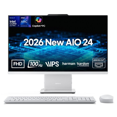 레노버 2026 아이디어센터 AIO 24ILL11 코어Ultra7 인텔 14세대, Cloud Grey, F0JY001GKR, 512GB, 16GB, Free DOS