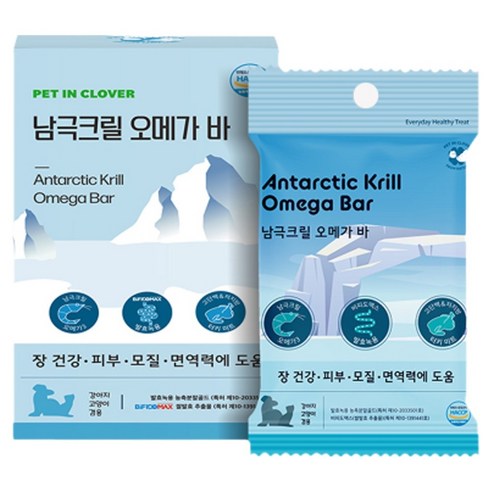 펫인클로버 강아지 남극크릴 오메가 바 영양제 6p, 6회분, 피부/피모+장건강, 1개