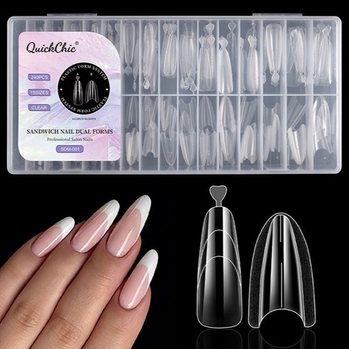 QUICKCHIC 네일연장 더블샌드위치 듀얼폼팁 KN-T5075, 1개, 투명