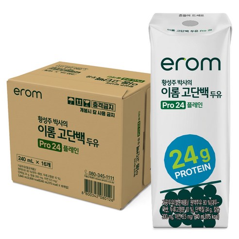 이롬 황성주 박사의 고단백 두유 Pro 24 플레인, 16개, 240ml
