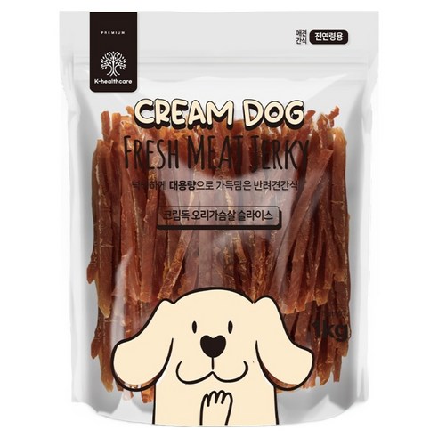 크림독 강아지 오리가슴살 슬라이스, 1개, 1kg, 오리
