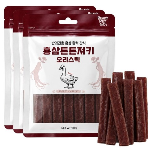 레디펫고 강아지 홍삼튼튼져키 말랑한 육포 간식, 3개, 100g, 오리고기