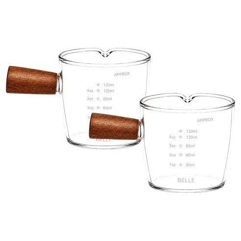 도담 우드손잡이 에스프레소 샷잔 130ml, 투명, 2개