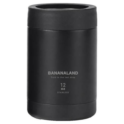바나나랜드 보온 보냉 스테인리스 캔쿨러 355ml, 블랙, 1개