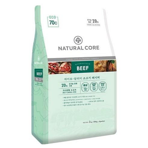 네츄럴코어 강아지 에코70 유기농 70% 사료, 2kg, 1개, 소