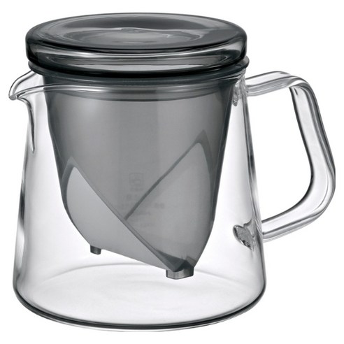 하리오 Tea Pot V, 투명블랙, 1개, 450ml