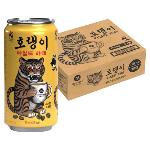 맥널티 호랭이 마일드 라떼 캔커피, 30개, 175ml